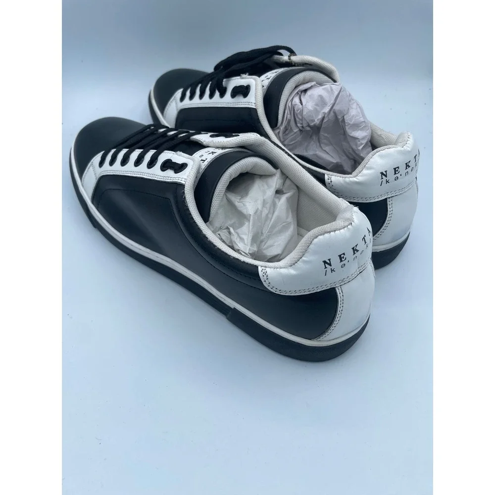 Nekta Genesis Mens Size 13 Black White‎ Leather Low Top Sneakers Shoes